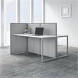 Easy Office 60W 2 Person Cubicle Desk with 45H Panels in White - Engineered Wood