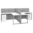 Easy Office 2 Person L Desk with Drawers & 45H Panels in White - Engineered Wood