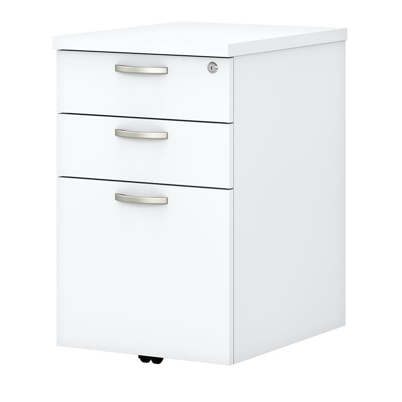 Easy Office 3 Drawer Mobile File Cabinet in Pure White - Engineered Wood
