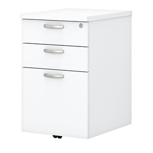 Easy Office 3 Drawer Mobile File Cabinet in Pure White - Engineered Wood