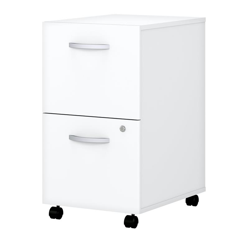 Easy Office 2 Drawer Mobile File Cabinet in Pure White - Engineered Wood
