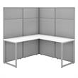 Easy Office 60W L Shaped Cubicle Desk with 66H Panels in White - Engineered Wood