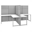 Easy Office 2 Person L Shaped Desk with 66H Panels in White - Engineered Wood