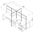 Easy Office 4 Person Desk with Storage and 66H Panels in White - Engineered Wood