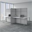 Easy Office 60W 4 Person Desk with 66H Panels in White - Engineered Wood