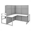 Easy Office 60W 4 Person L Desk with 66H Panels in White - Engineered Wood