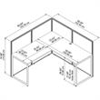 Easy Office 60W L Shaped Cubicle Desk with 45H Panels in White - Engineered Wood