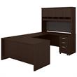 Series C 60W U Desk with Hutch and Drawers in Mocha Cherry - Engineered Wood