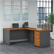 Series C 60W L Shaped Desk with Drawers in Natural Cherry - Engineered Wood