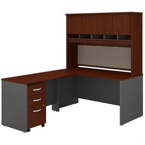 Series C 60W L Desk with Hutch and Drawers in Hansen Cherry - Engineered Wood