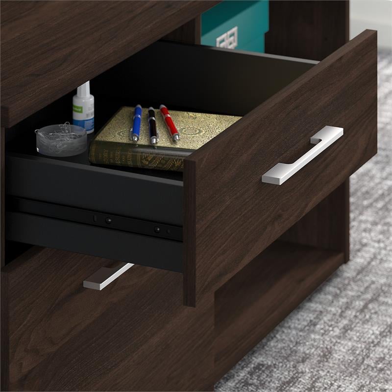 Office 500 Low Storage Cabinet with Drawers in Black Walnut - Engineered Wood