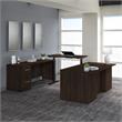 Office 500 72W Height Adjustable U Shaped Desk in Black Walnut - Engineered Wood