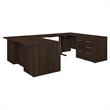 Office 500 72W Height Adjustable U Shaped Desk in Black Walnut - Engineered Wood