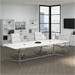 120W x 48D Conference Table with Metal Base in White - Engineered Wood