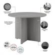 42W Round Conference Table with Wood Base in Platinum Gray - Engineered Wood
