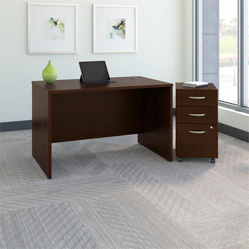 Series C 48W x 30D Office Desk with Drawers in Mocha Cherry - Engineered Wood