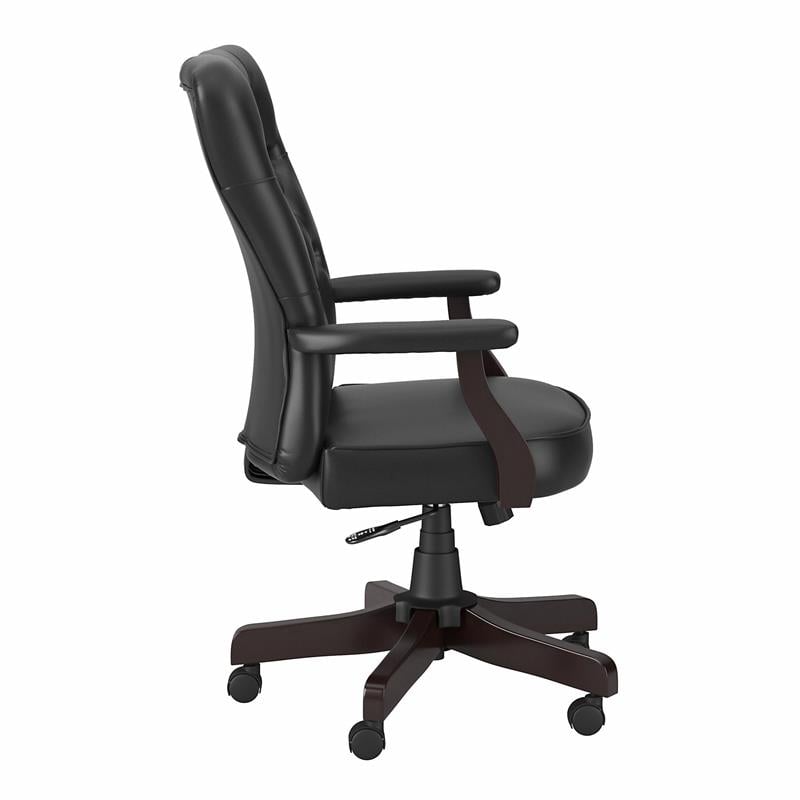 Arden Lane High Back Tufted Office Chair with Arms in Black Bonded Leather