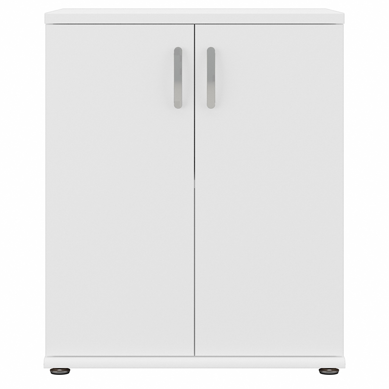 Universal Floor Storage Cabinet with Doors in White - Engineered Wood
