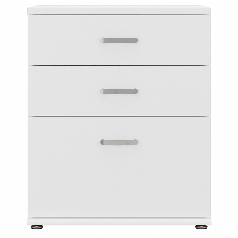 Universal Floor Storage Cabinet with Drawers in White - Engineered Wood