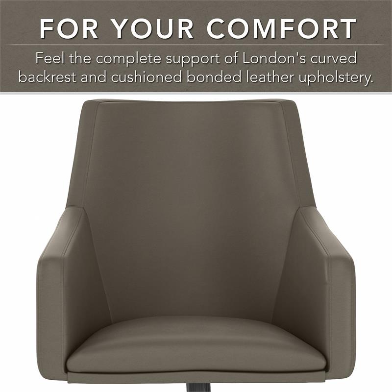Echo Mid Back Leather Box Chair in Washed Gray