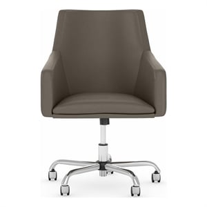 Echo Mid Back Leather Box Chair in Washed Gray