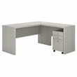 Echo L Shaped Desk with Mobile File Cabinet in Gray Sand - Engineered Wood