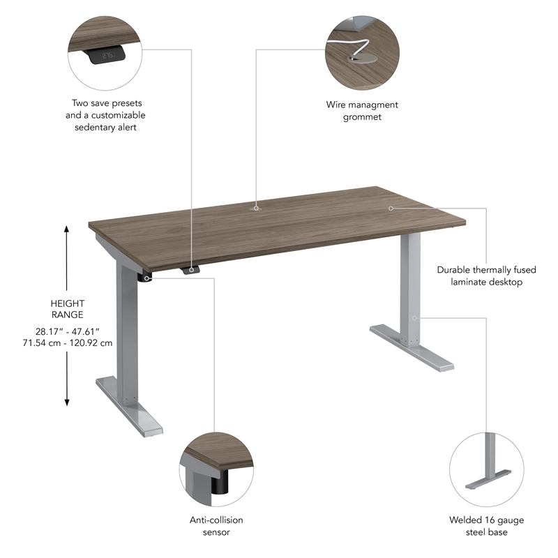 Move 40 Series 60W Adjustable Standing Desk in Modern Hickory - Engineered Wood