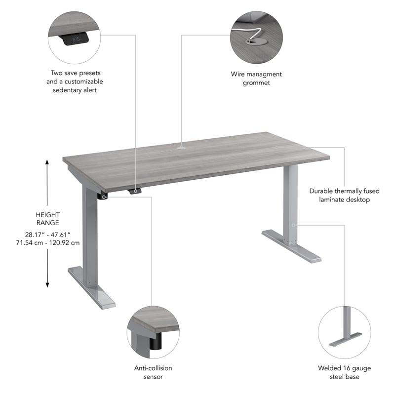Move 40 Series 60W Adjustable Standing Desk in Platinum Gray - Engineered Wood