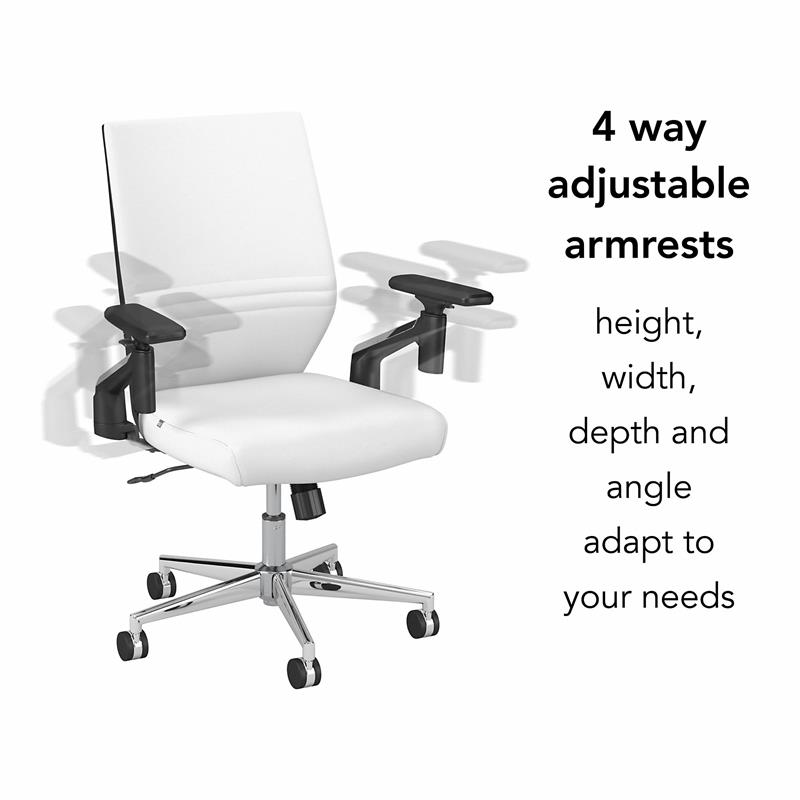 Laguna Mid Back Leather Office Chair in White