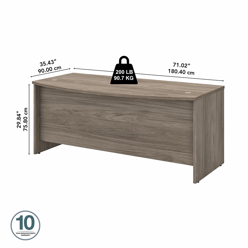 Studio C 72W x 36D Bow Front Desk in Modern Hickory - Engineered Wood