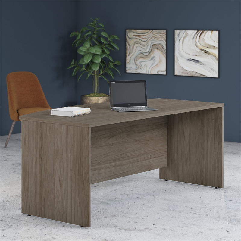Studio C 72W x 36D Bow Front Desk in Modern Hickory - Engineered Wood