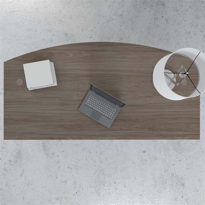 Studio C 72W x 36D Bow Front Desk in Modern Hickory - Engineered Wood