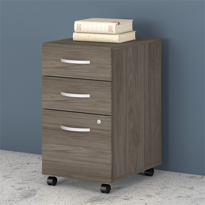 Studio C 3 Drawer Mobile File Cabinet in Modern Hickory - Engineered Wood