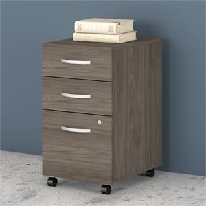 Studio C 3 Drawer Mobile File Cabinet in Modern Hickory - Engineered Wood