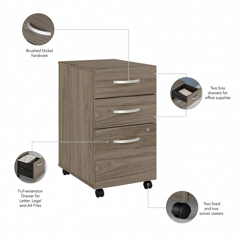 Studio C 60W L Shaped Desk with Drawers in Modern Hickory - Engineered Wood