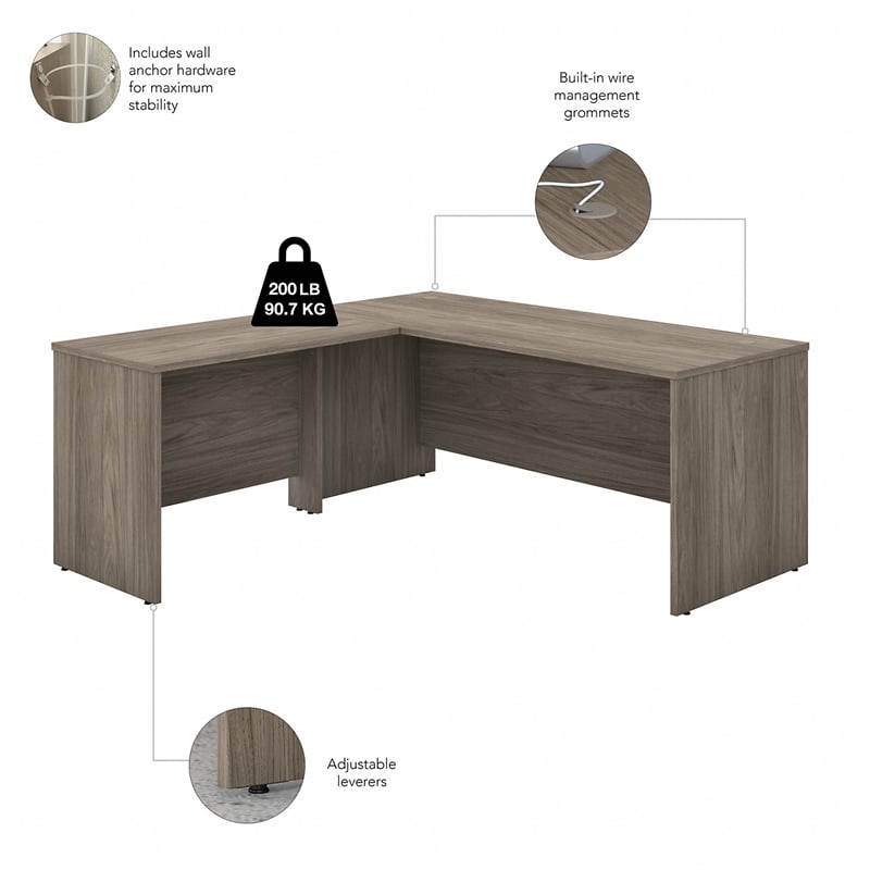 Studio C 72W x 30D L Shaped Desk in Modern Hickory - Engineered Wood
