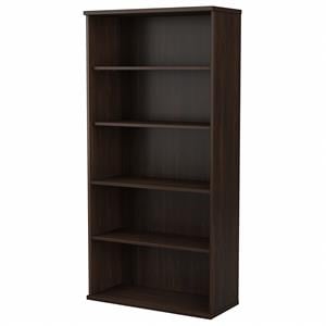 Hybrid Tall 5 Shelf Bookcase in Black Walnut - Engineered Wood