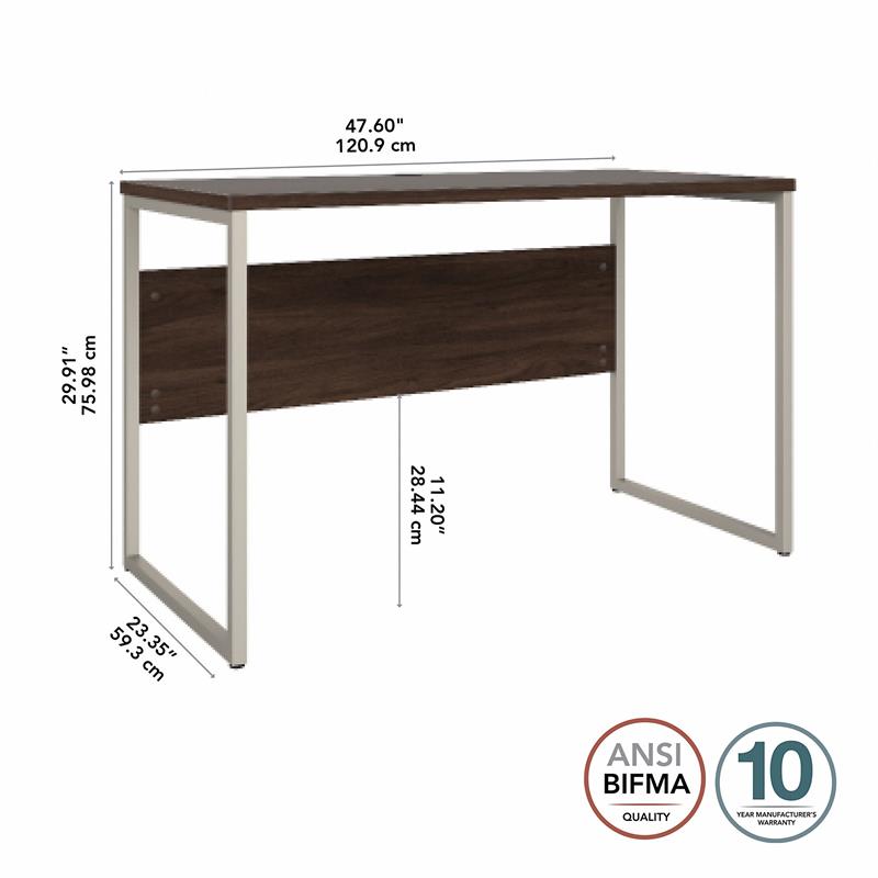 Hybrid 48W x 24D Computer Table Desk in Black Walnut - Engineered Wood