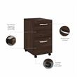 Hybrid 2 Drawer Mobile File Cabinet in Black Walnut - Engineered Wood