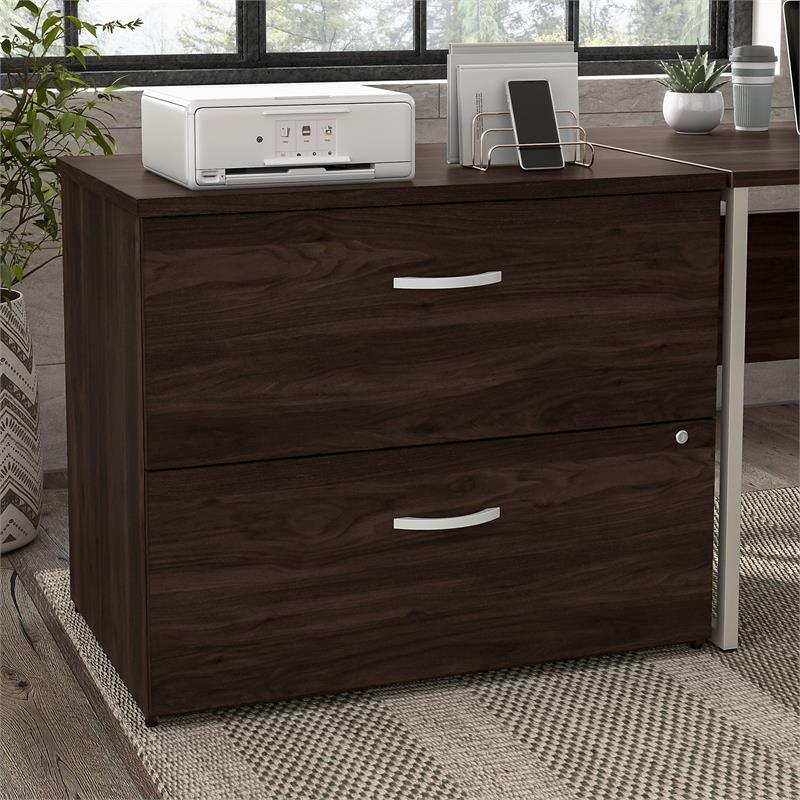 Hybrid 2 Drawer Lateral File Cabinet in Black Walnut - Engineered Wood