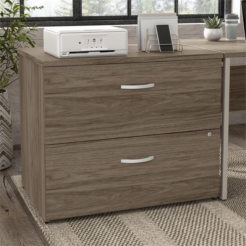 Hybrid 2 Drawer Lateral File Cabinet in Modern Hickory - Engineered Wood