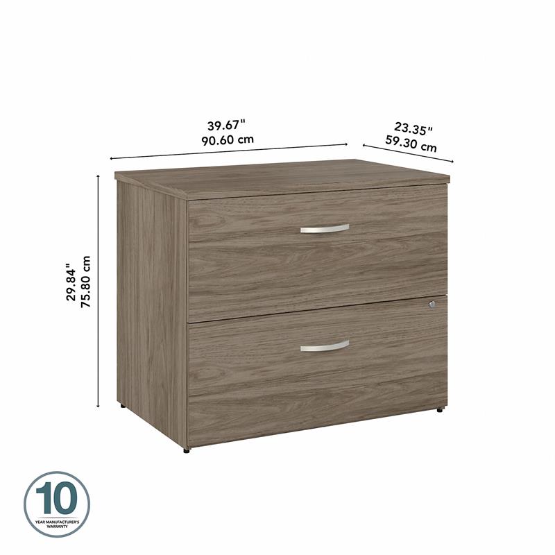Hybrid 2 Drawer Lateral File Cabinet in Modern Hickory - Engineered Wood