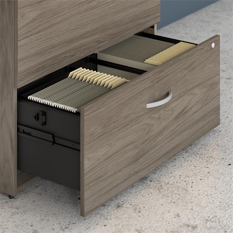 Hybrid 2 Drawer Lateral File Cabinet in Modern Hickory - Engineered Wood
