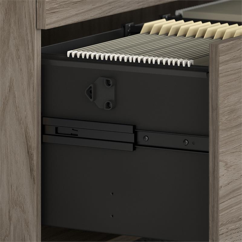 Hybrid 2 Drawer Lateral File Cabinet in Modern Hickory - Engineered Wood
