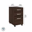 Hybrid 3 Drawer Mobile File Cabinet in Black Walnut - Engineered Wood