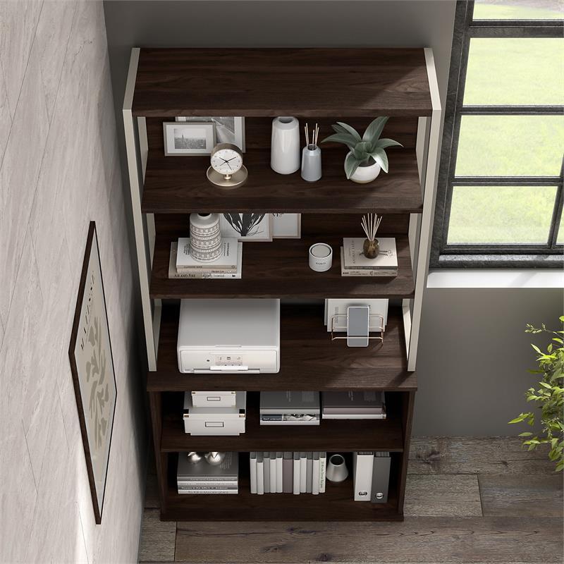 Hybrid 36W Bookcase Hutch in Black Walnut - Engineered Wood