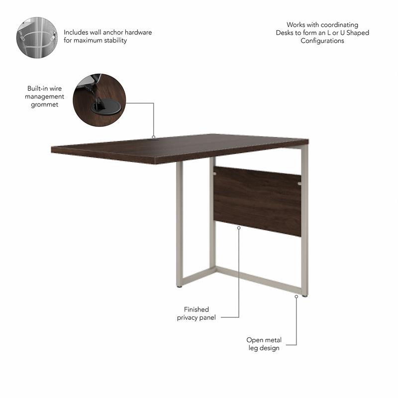 Hybrid 42W x 24D Desk Return/Bridge in Black Walnut - Engineered Wood