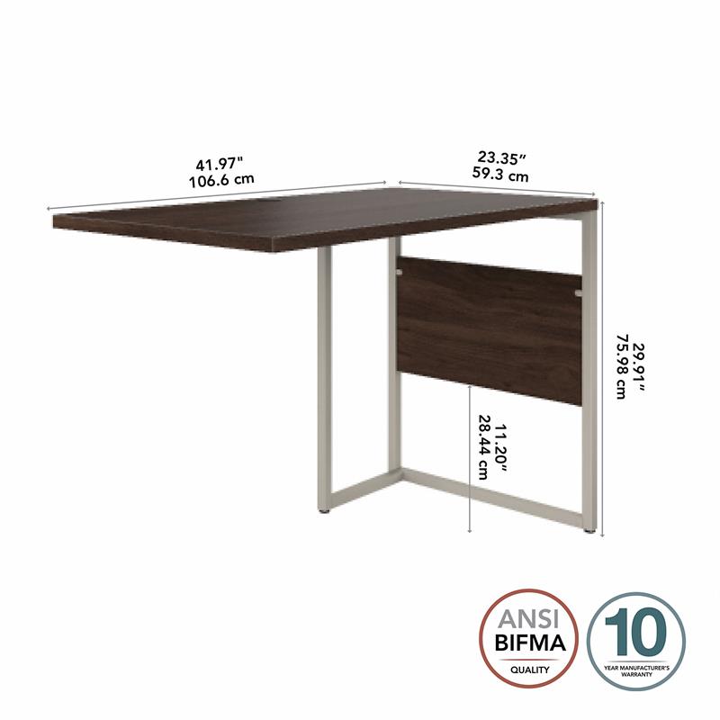 Hybrid 42W x 24D Desk Return/Bridge in Black Walnut - Engineered Wood