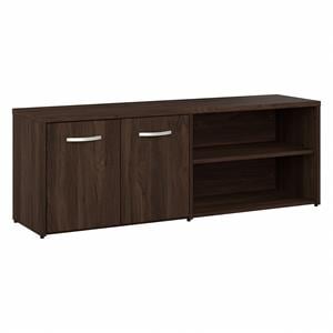 Hybrid Low Storage Cabinet with Doors in Black Walnut - Engineered Wood