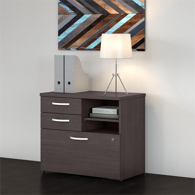 Studio C Office Storage Cabinet with Drawers in Storm Gray - Engineered Wood